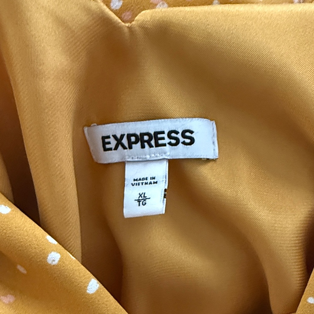 Express Golden Yellow Ruffle Midi Dress - Picture 2 of 8
